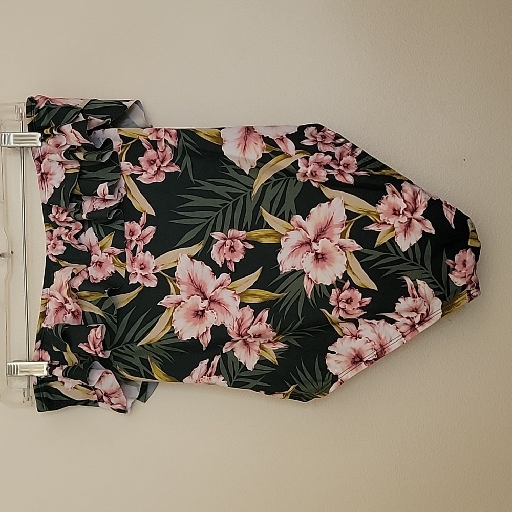 Kona Sol Grren & Pink Floral  Strapless One Piece Bathing Suit M - Picture 7 of 15